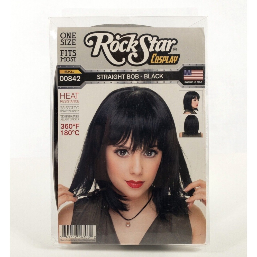 Rockstar Wigs Cosplay Straight Bob Black One Size Fits Most Heat Resistant 00842